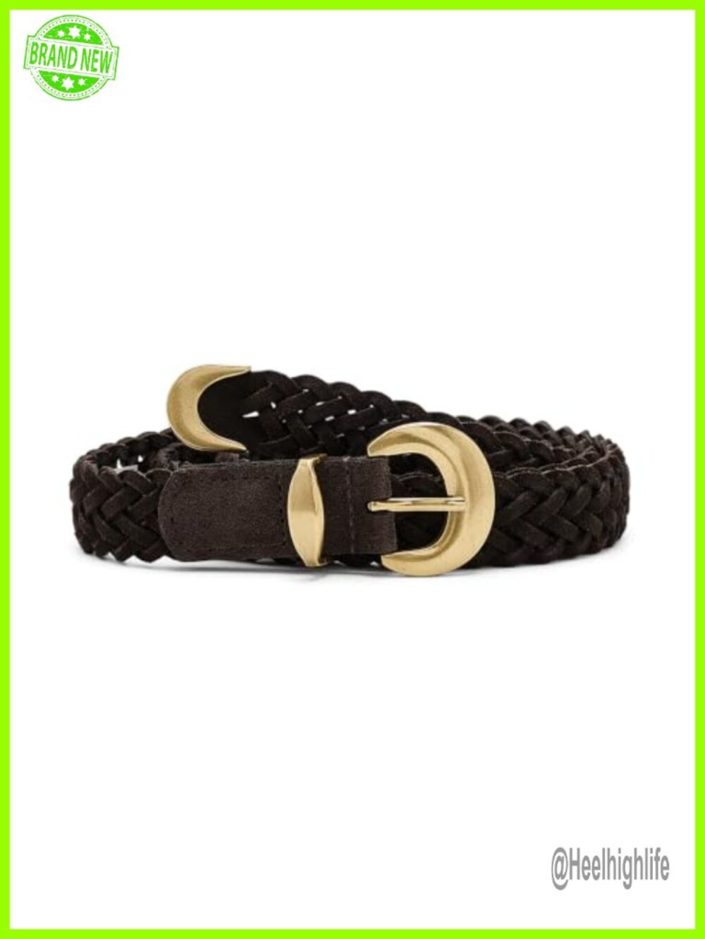Woven Suede Leather Belt Buckle Closure Classic Fit